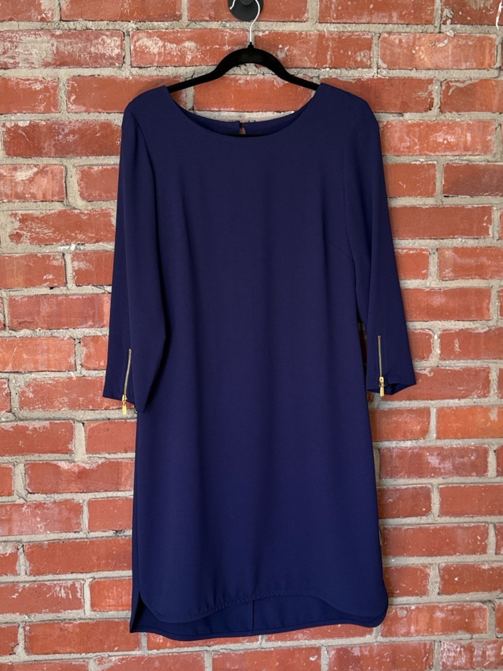 Laundry Navy Blue Shift Dress with 3/4 Sleeves